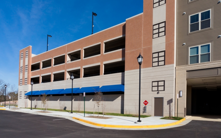 New parking garage exterior | Twin City Sweeping